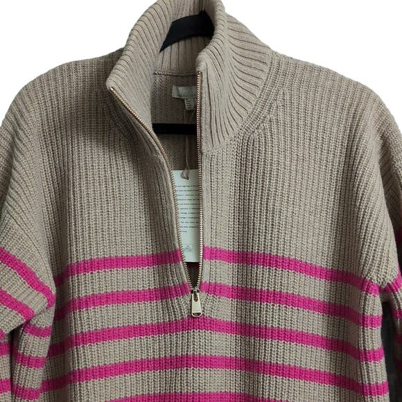 Barbour Jemima Knit Sweater- Trench Funnel Neck Half Zip Breton Stripe 10 New - Picture 2 of 13